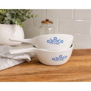 Corning Ware Sauce Pans Skillet Blue Cornflower P-81-B & P-82-B Vintage Set